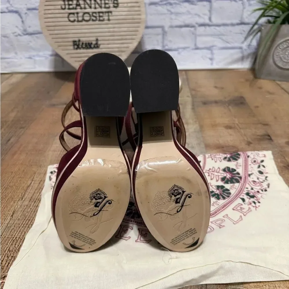 Free People size 41 10 Burgundy Remi Double Strap Suede Platform Shoes